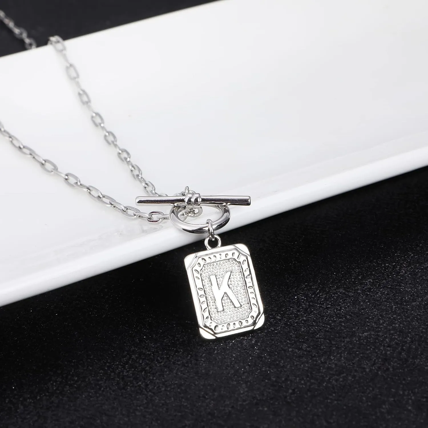 MJartoria Layered Initial Necklaces for Women Trendy, 14K Gold Plated Simple Star Choker Square Letter Pendant Necklace, Paperclip Chain Necklace, Gold Necklaces Jewelry Gifts