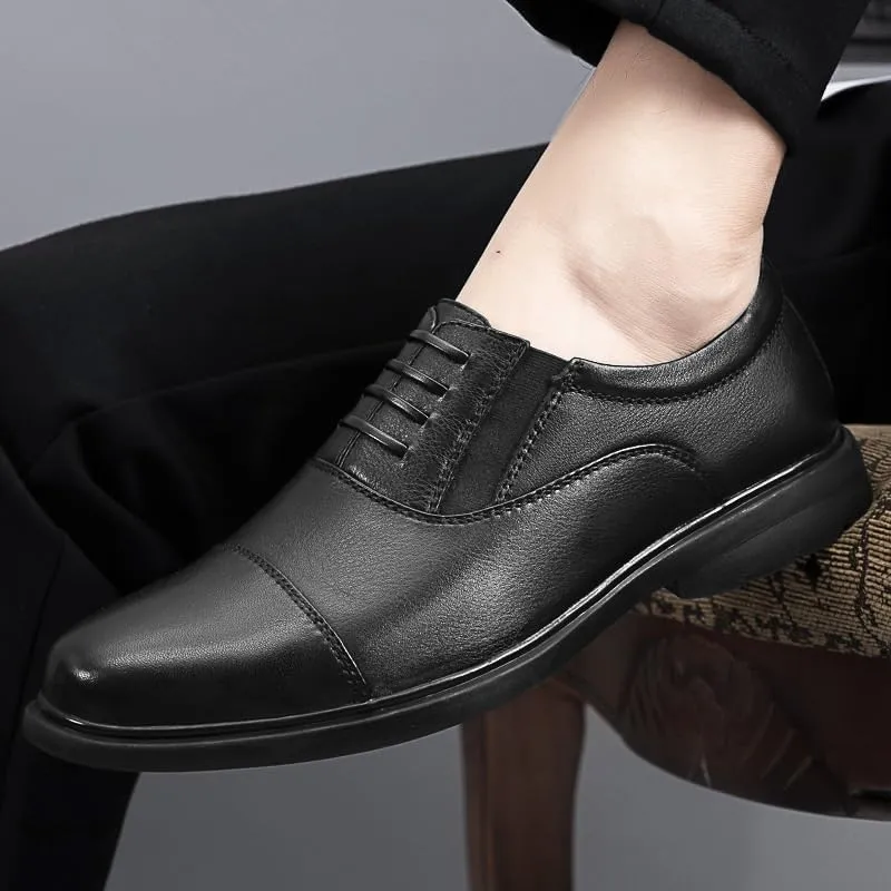 Modern Men's Casual Leather Shoes Slip On Pointed Toe Loafers Classic Business Non Slip Oxford
