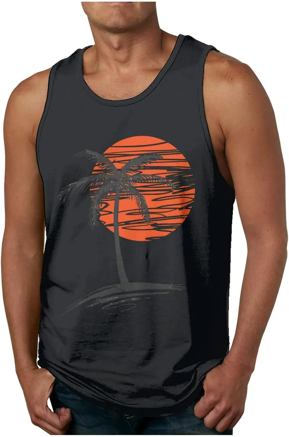 Muscularfit Tank Tops for Men Sleeveless Crewneck Shirts Summer Casual Gradient Color Pullover Athletic Gym Workout Tee Tops
