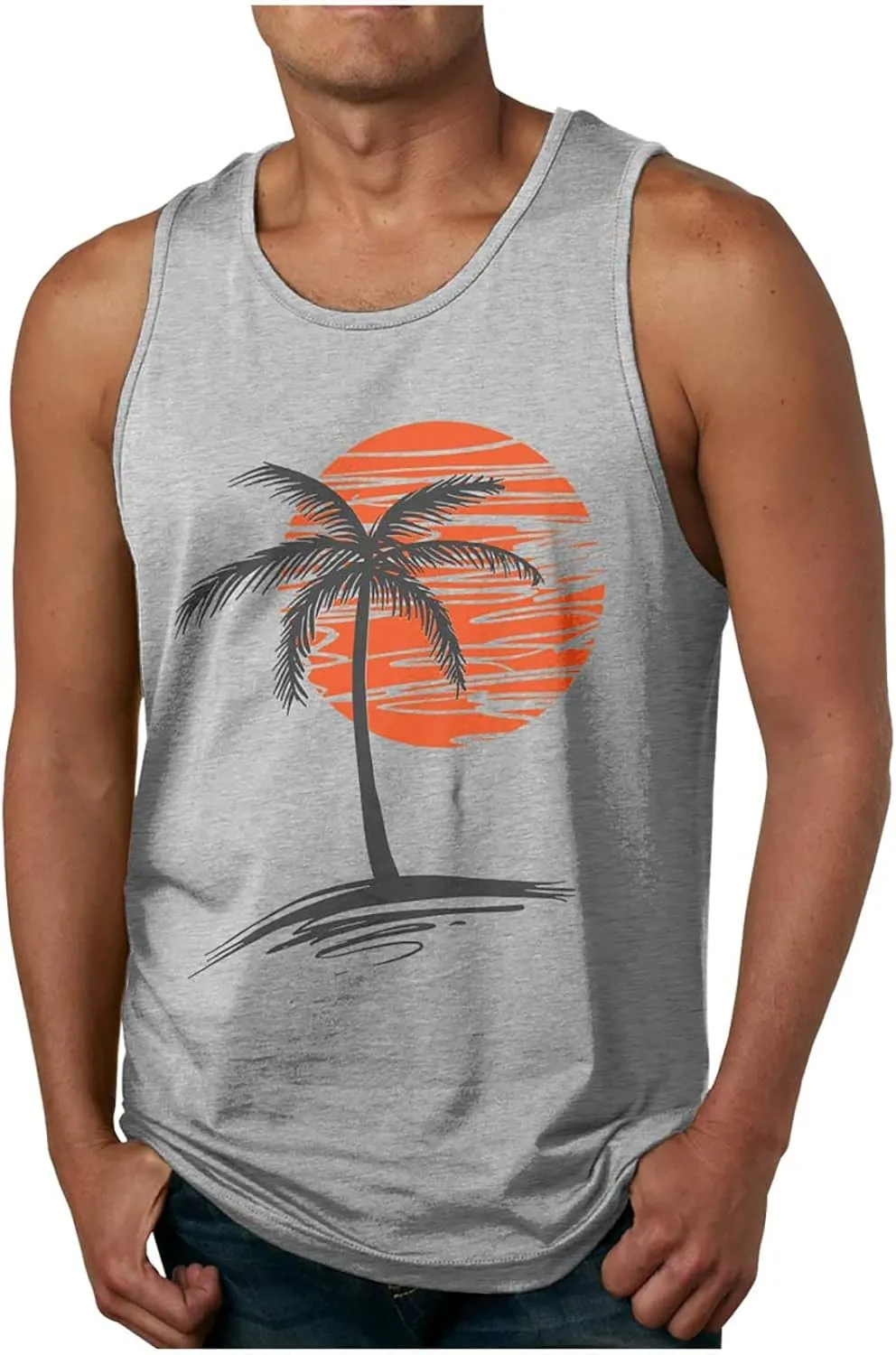 Muscularfit Tank Tops for Men Sleeveless Crewneck Shirts Summer Casual Gradient Color Pullover Athletic Gym Workout Tee Tops