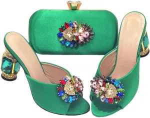 Nigerian Luxury Wedding Set Rhinestone Heels Matching Clutch Italian Design Craft