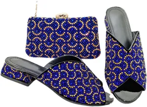 Nigerian Wedding Shoes Bag Set Crystal-Embellished Heels with African-Style Evening Purse