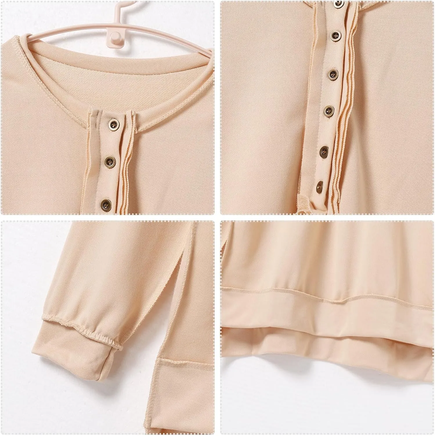 ODIZLI Womens Sweatshirts Trendy Oversized Fall Winter Sweatshirt Long Sleeve Crew Neck Button Casual Y2K Pullover Top