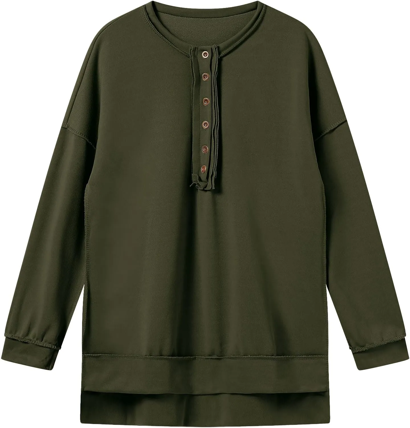 ODIZLI Womens Sweatshirts Trendy Oversized Fall Winter Sweatshirt Long Sleeve Crew Neck Button Casual Y2K Pullover Top