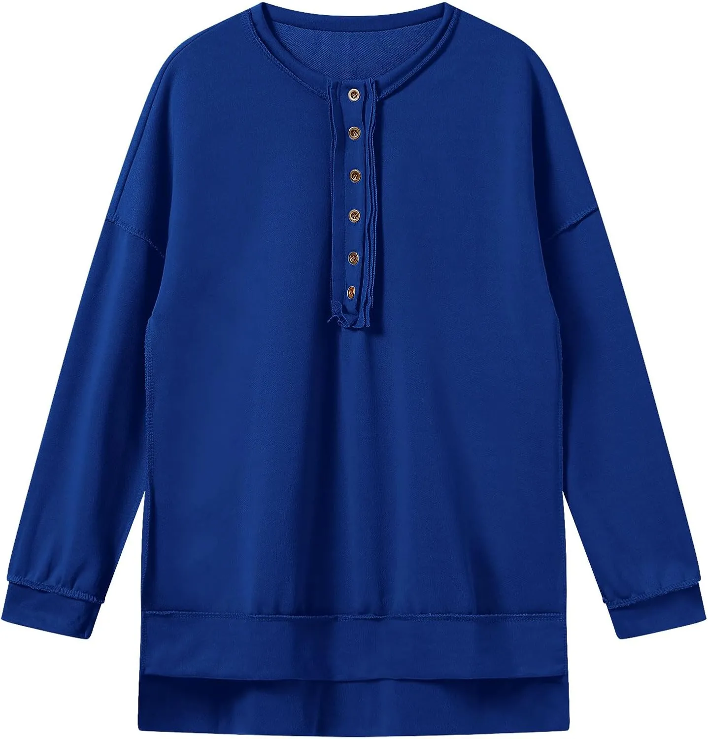 ODIZLI Womens Sweatshirts Trendy Oversized Fall Winter Sweatshirt Long Sleeve Crew Neck Button Casual Y2K Pullover Top