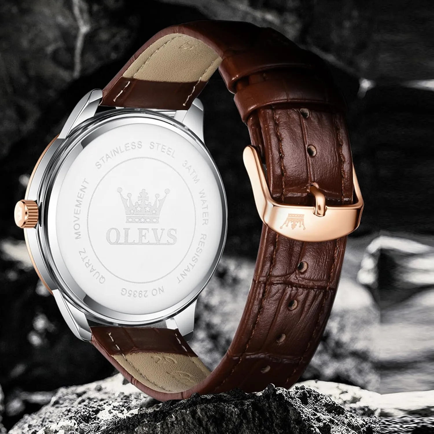 OLEVS Mens Watches, Casual Leather Watches for Men Easy to Read Quartz Number Watch with Date Waterproof Blue/Black/Silver Face Men's Wrist Watches