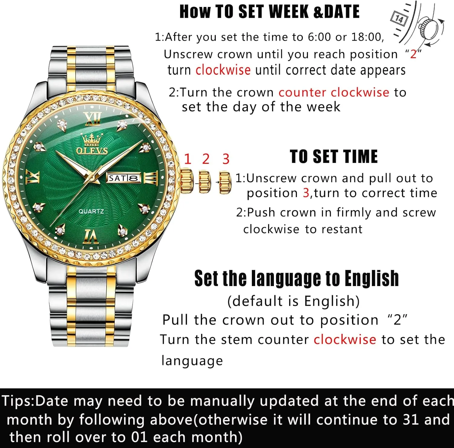 OLEVS Mens WatchesBig Dial Watches for MenDay Date Watches MenMens Waterproof WatchesMens Stainless Steel WatchesAnalog Quartz Men's WatchesRelojes para Hombre