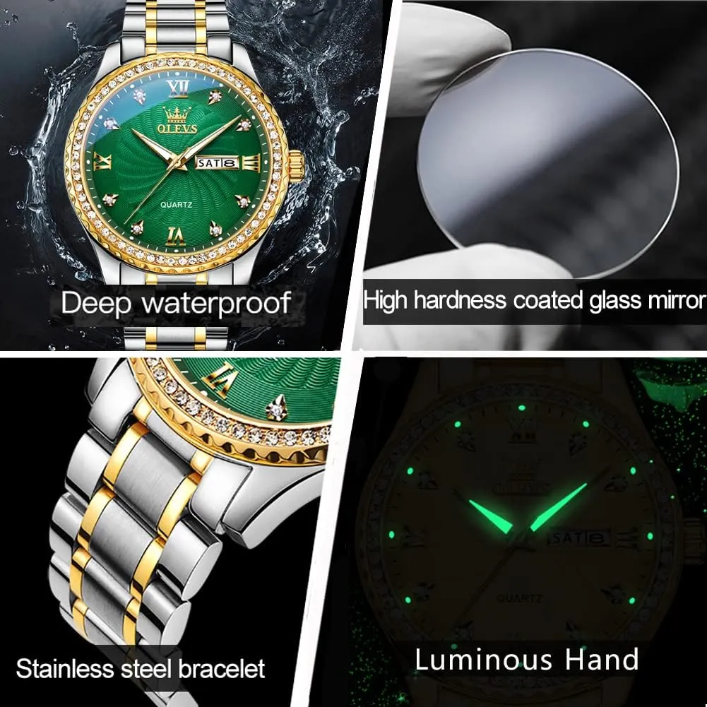 OLEVS Mens WatchesBig Dial Watches for MenDay Date Watches MenMens Waterproof WatchesMens Stainless Steel WatchesAnalog Quartz Men's WatchesRelojes para Hombre