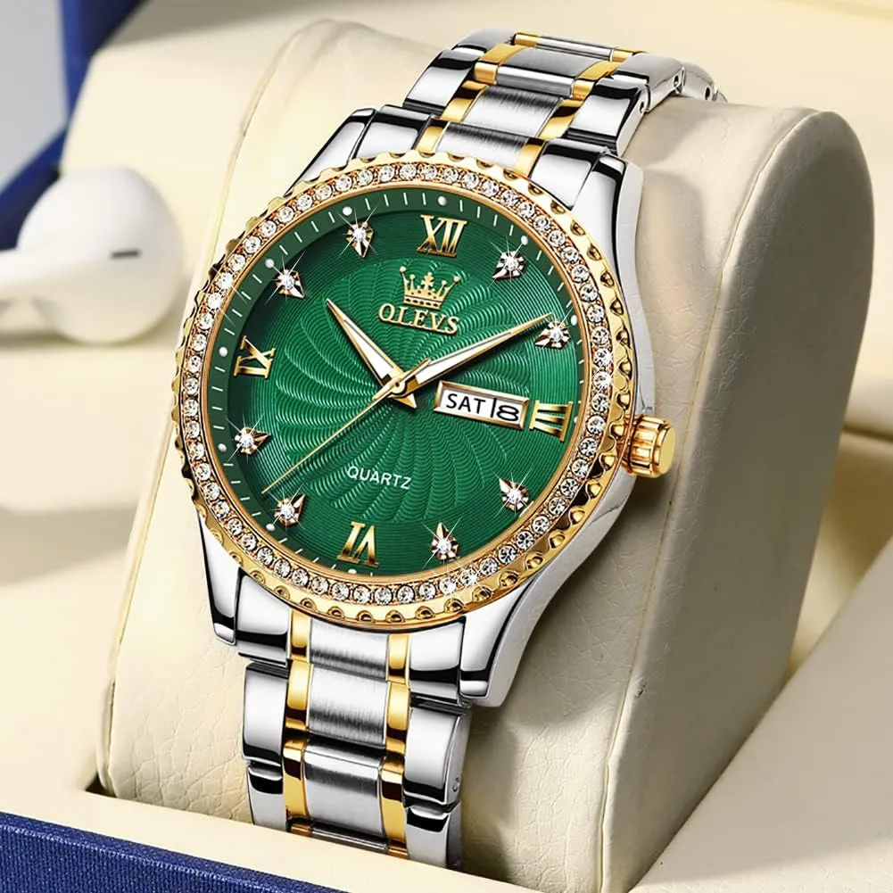 OLEVS Mens WatchesBig Dial Watches for MenDay Date Watches MenMens Waterproof WatchesMens Stainless Steel WatchesAnalog Quartz Men's WatchesRelojes para Hombre