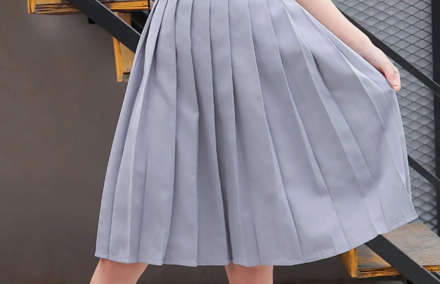 Only Faith Women/Girls JK Uniform Skirt Elastic Waist Classic Pleated Skirt