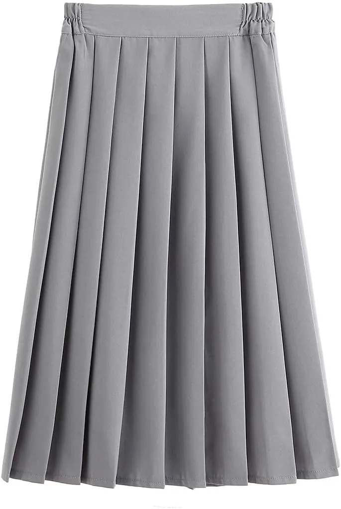 Only Faith Women/Girls JK Uniform Skirt Elastic Waist Classic Pleated Skirt