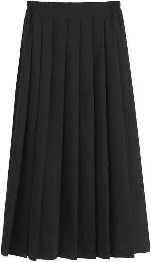 Only Faith Women/Girls JK Uniform Skirt Elastic Waist Classic Pleated Skirt