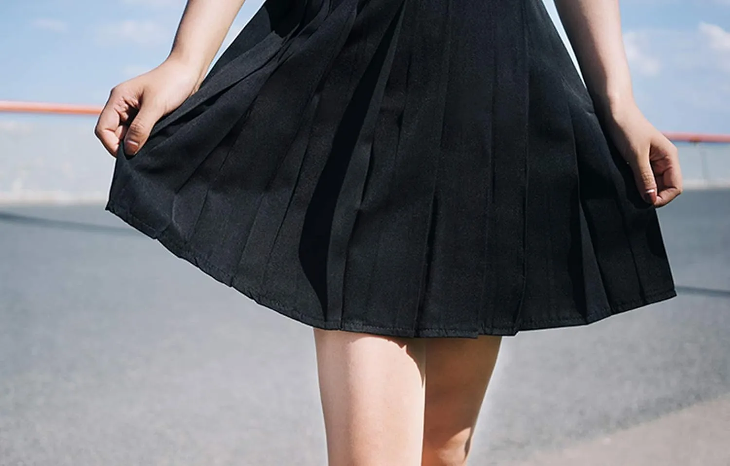 Only Faith Women/Girls JK Uniform Skirt Elastic Waist Classic Pleated Skirt