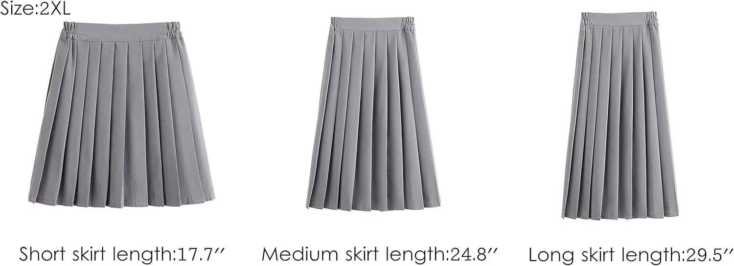 Only Faith Women/Girls JK Uniform Skirt Elastic Waist Classic Pleated Skirt