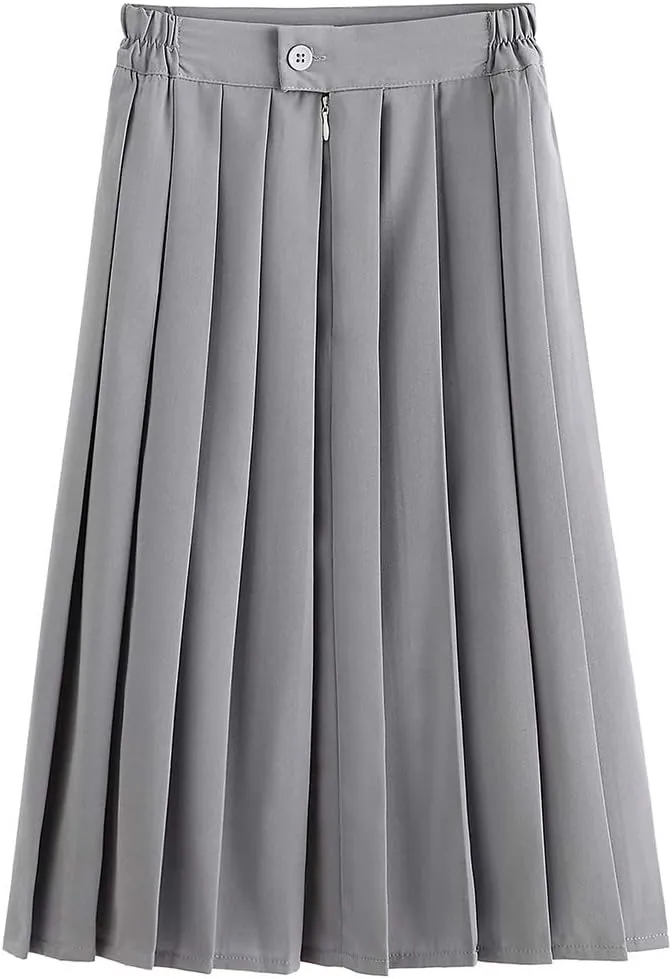 Only Faith Women/Girls JK Uniform Skirt Elastic Waist Classic Pleated Skirt