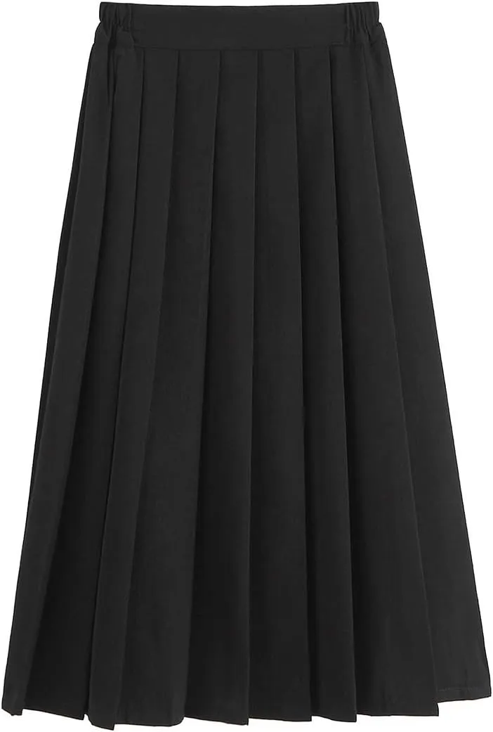 Only Faith Women/Girls JK Uniform Skirt Elastic Waist Classic Pleated Skirt