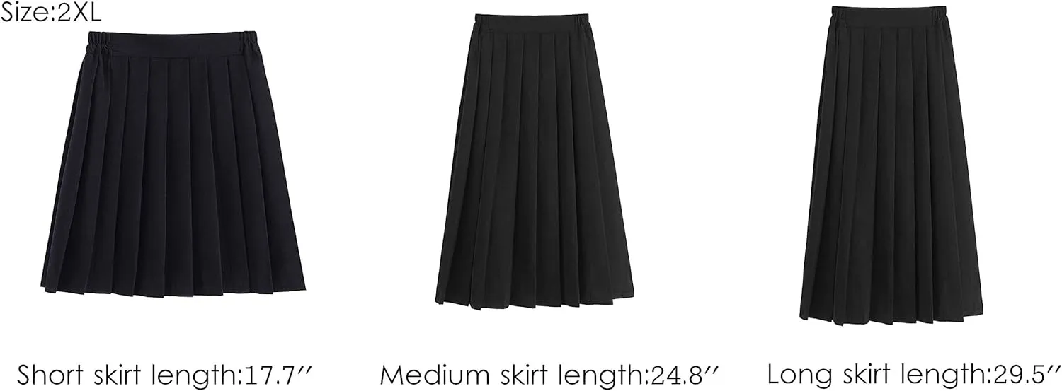 Only Faith Women/Girls JK Uniform Skirt Elastic Waist Classic Pleated Skirt