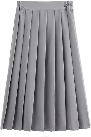 Only Faith Women/Girls JK Uniform Skirt Elastic Waist Classic Pleated Skirt