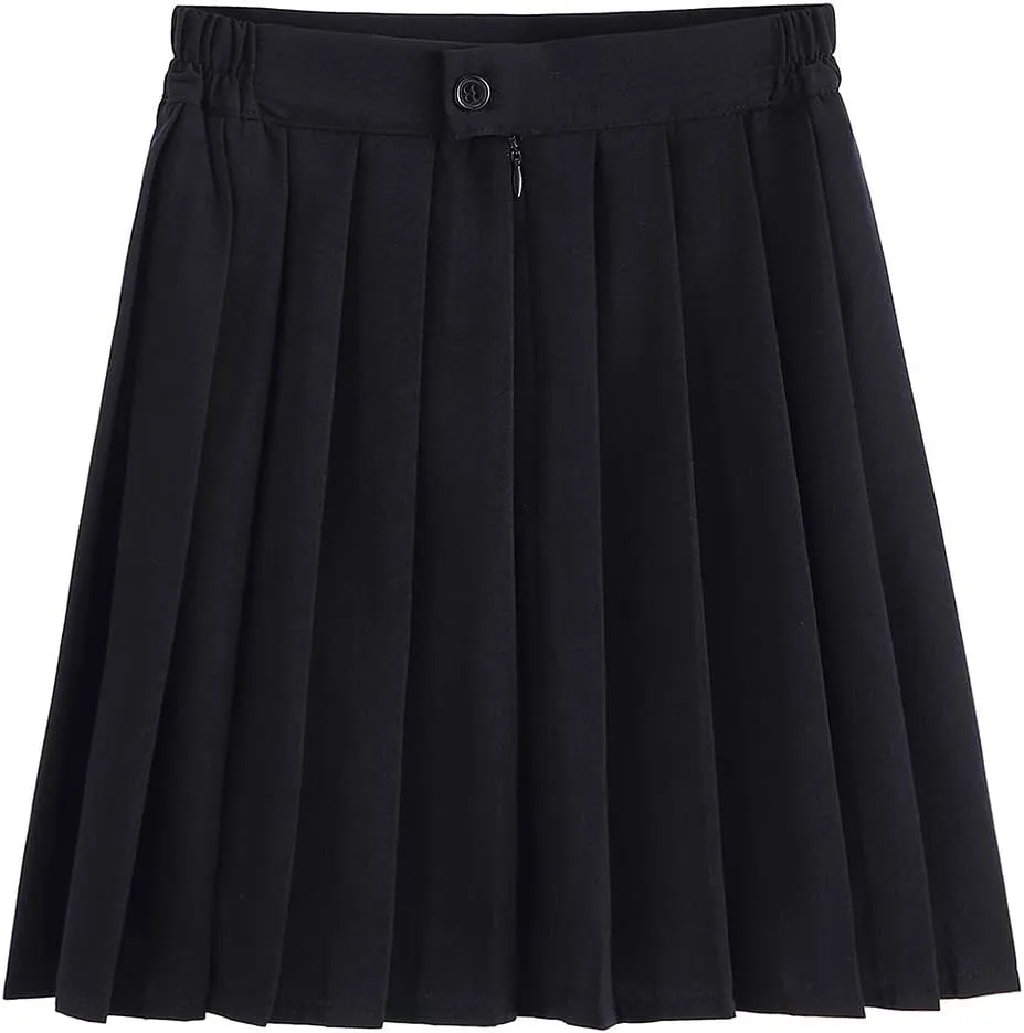 Only Faith Women/Girls JK Uniform Skirt Elastic Waist Classic Pleated Skirt