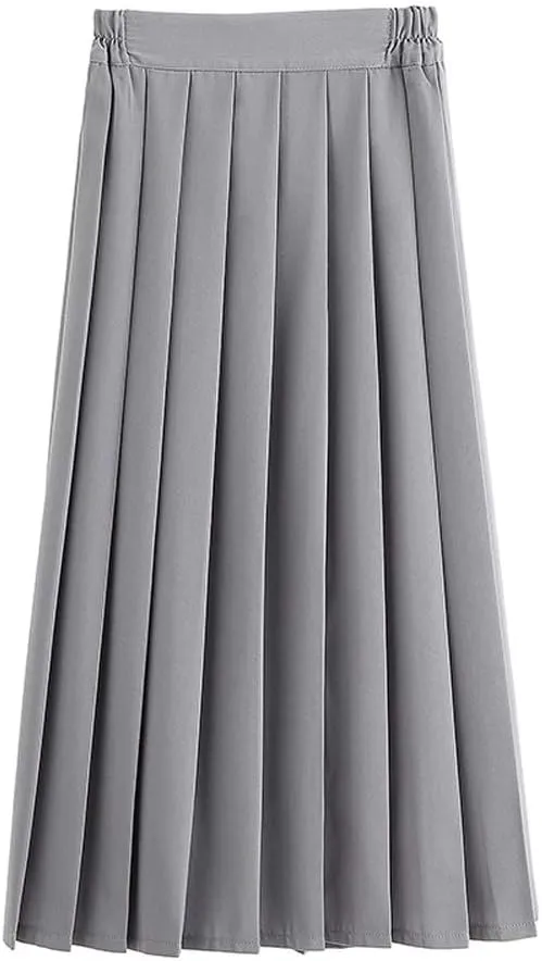 Only Faith Women/Girls JK Uniform Skirt Elastic Waist Classic Pleated Skirt