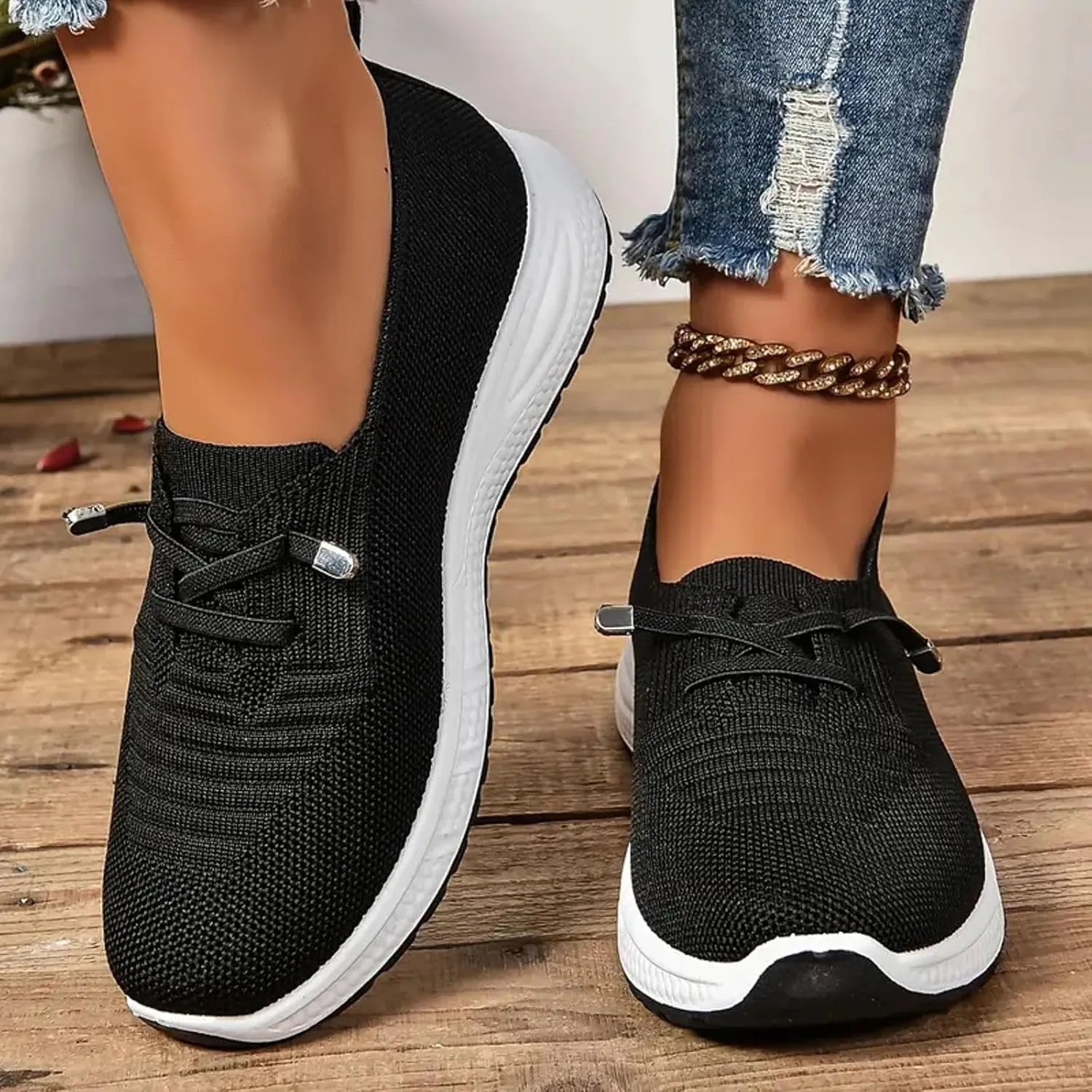 Orthopedic Shoes for Women Arch Support Walking, Women's Soft Sole Mesh Comfort Orthopedic Shoes, Breathable Mesh Knitted Woven Low Top Walking Sneakers