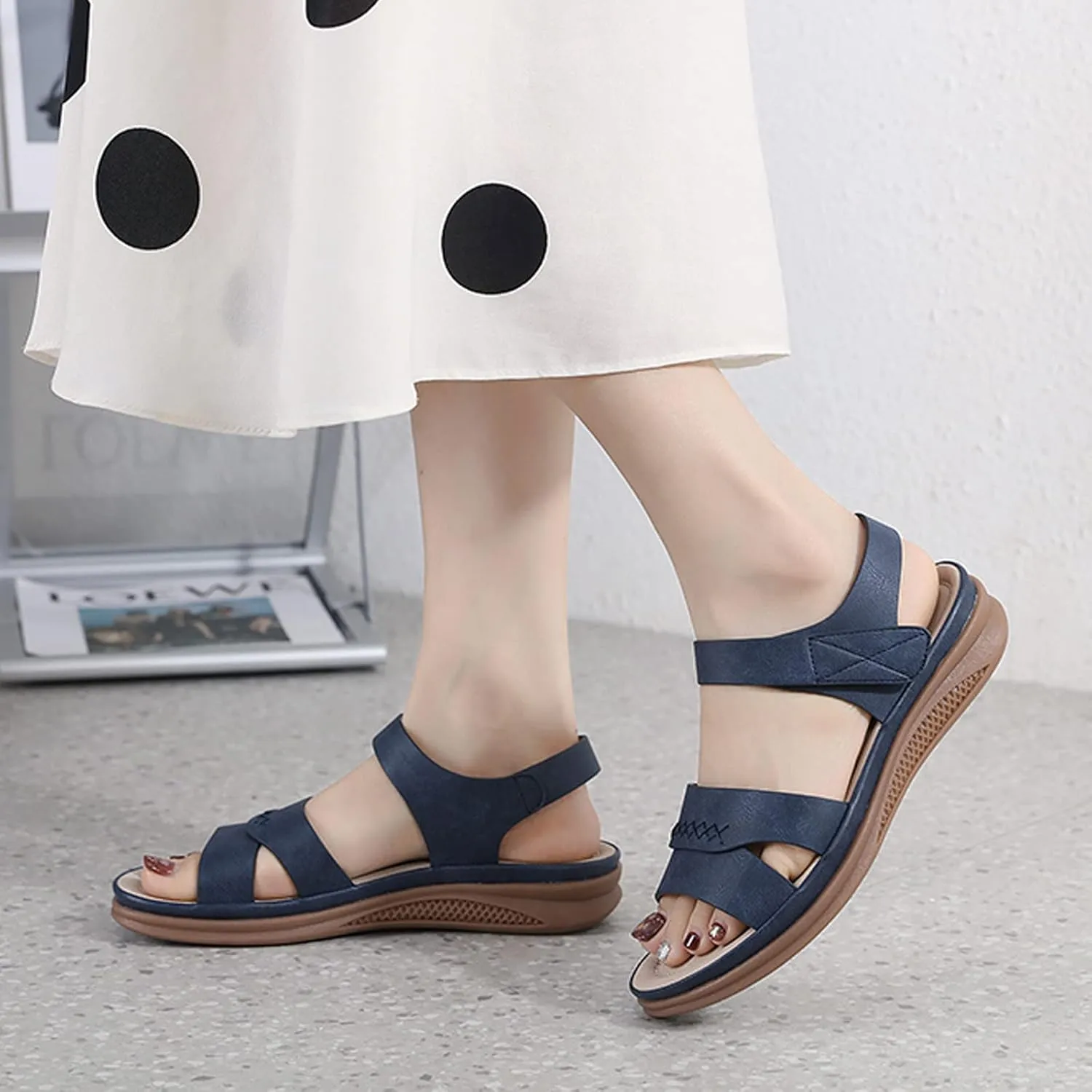 Orthopedic Wide Sandals for Women 2025, Strappy Arch Support Platform Wedge Sandals Walking Sandal for Summer Beach