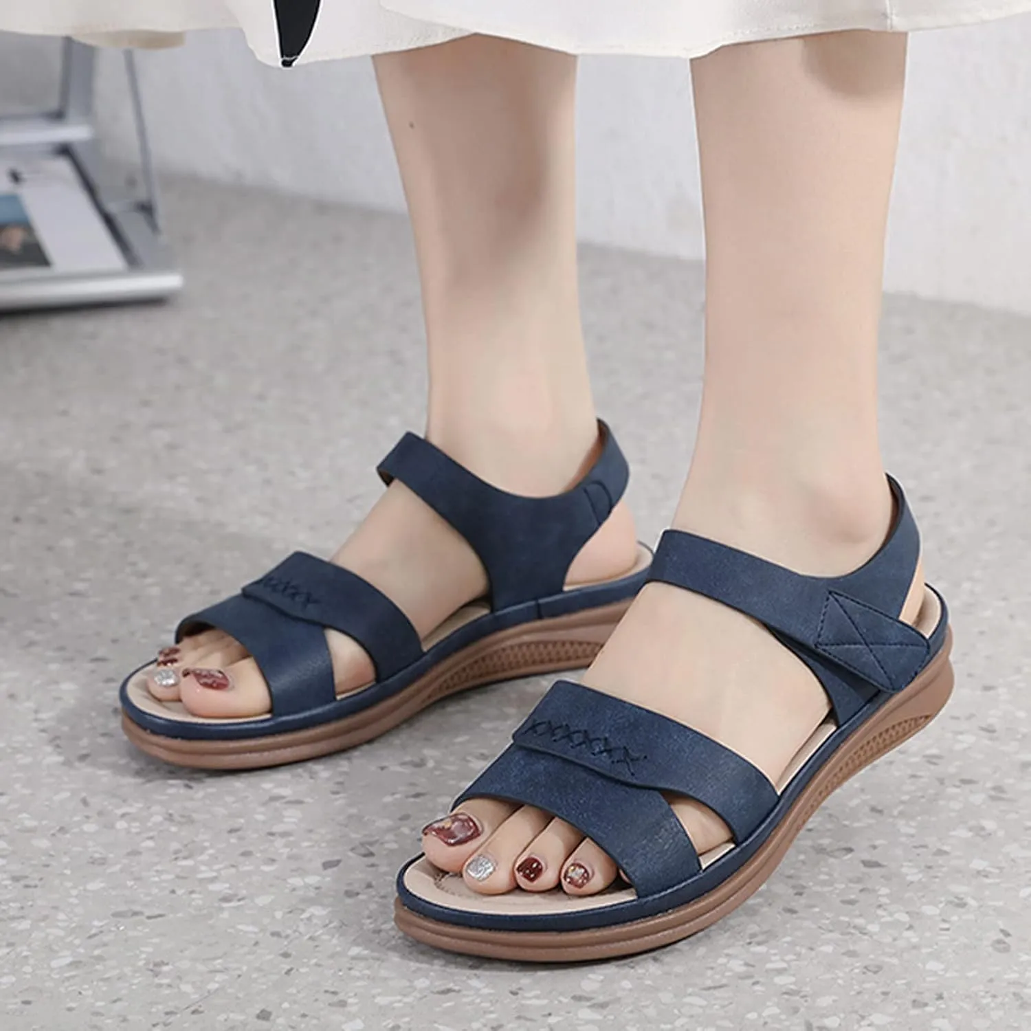 Orthopedic Wide Sandals for Women 2025, Strappy Arch Support Platform Wedge Sandals Walking Sandal for Summer Beach