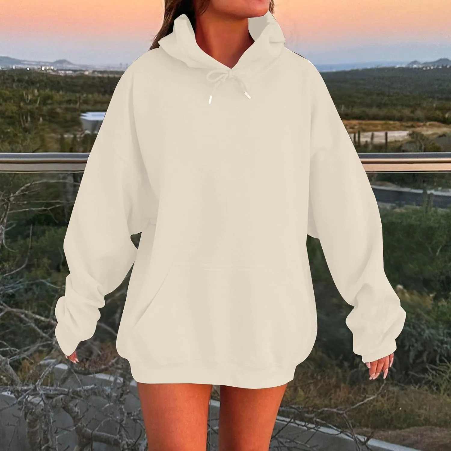 Oversized Hoodies For Women Plus Size Long Sleeve Drawstring With Pockets Pullover Sweatshirt Trendy Winter Clothes