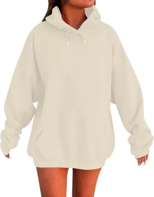 Oversized Hoodies For Women Plus Size Long Sleeve Drawstring With Pockets Pullover Sweatshirt Trendy Winter Clothes