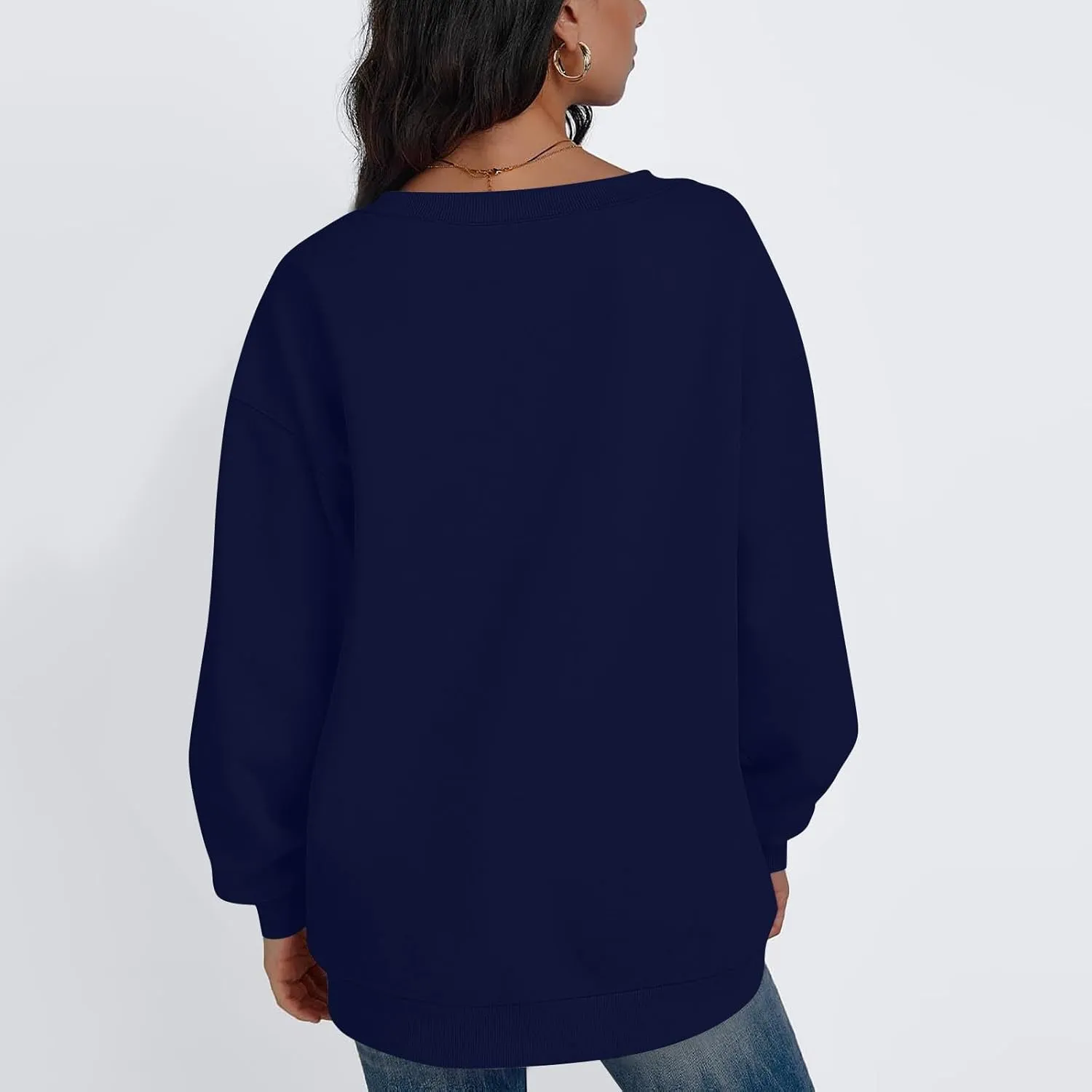 Oversized Sweatshirt For Women Plus Size Hoodies Trendy V Neck Long Sleeve Winter Clothes Drop Shoulder Pullover