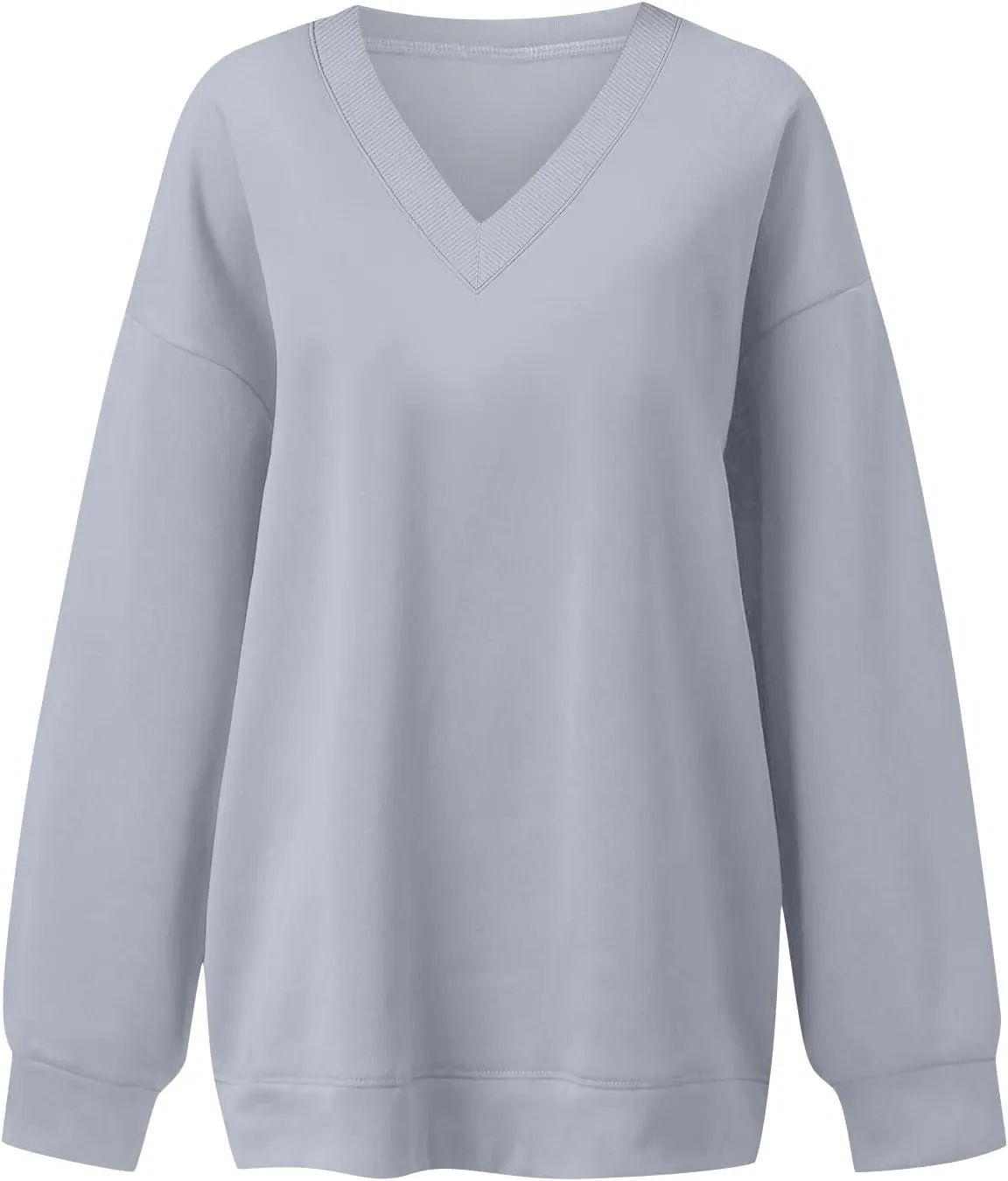Oversized Sweatshirt For Women Plus Size V Neck Long Sleeve Drop Shoulder Pullover Hoodies Trendy Winter Clothes