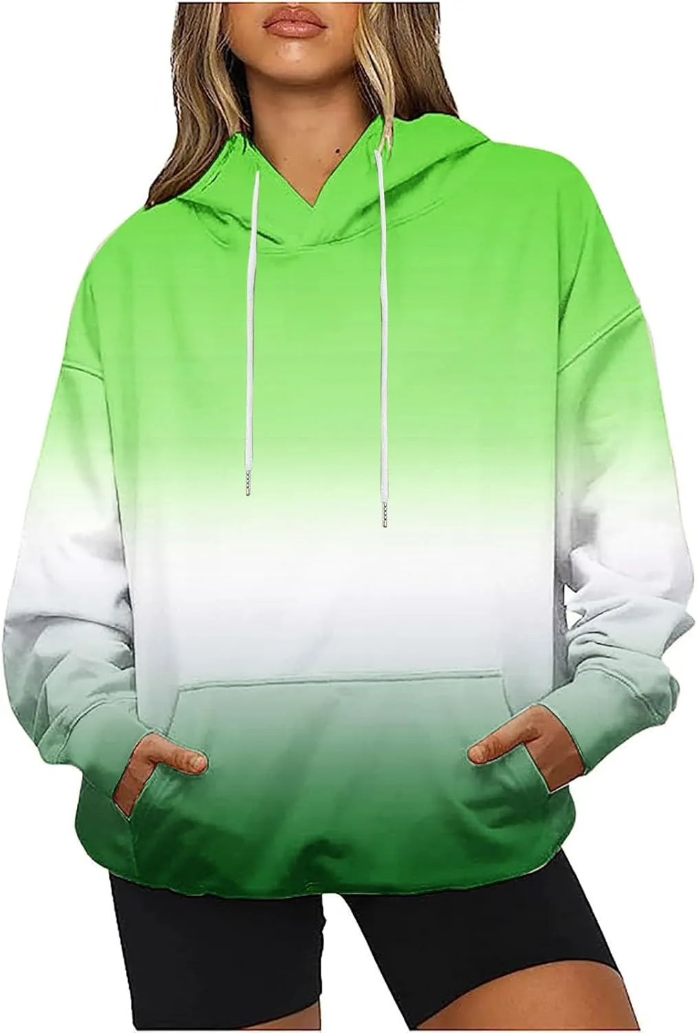 Oversized Sweatshirts for Women Loose Fit Fall Pullover Tops Neon Print Drawstring Hoodies Cute Trendy Clothes 2024