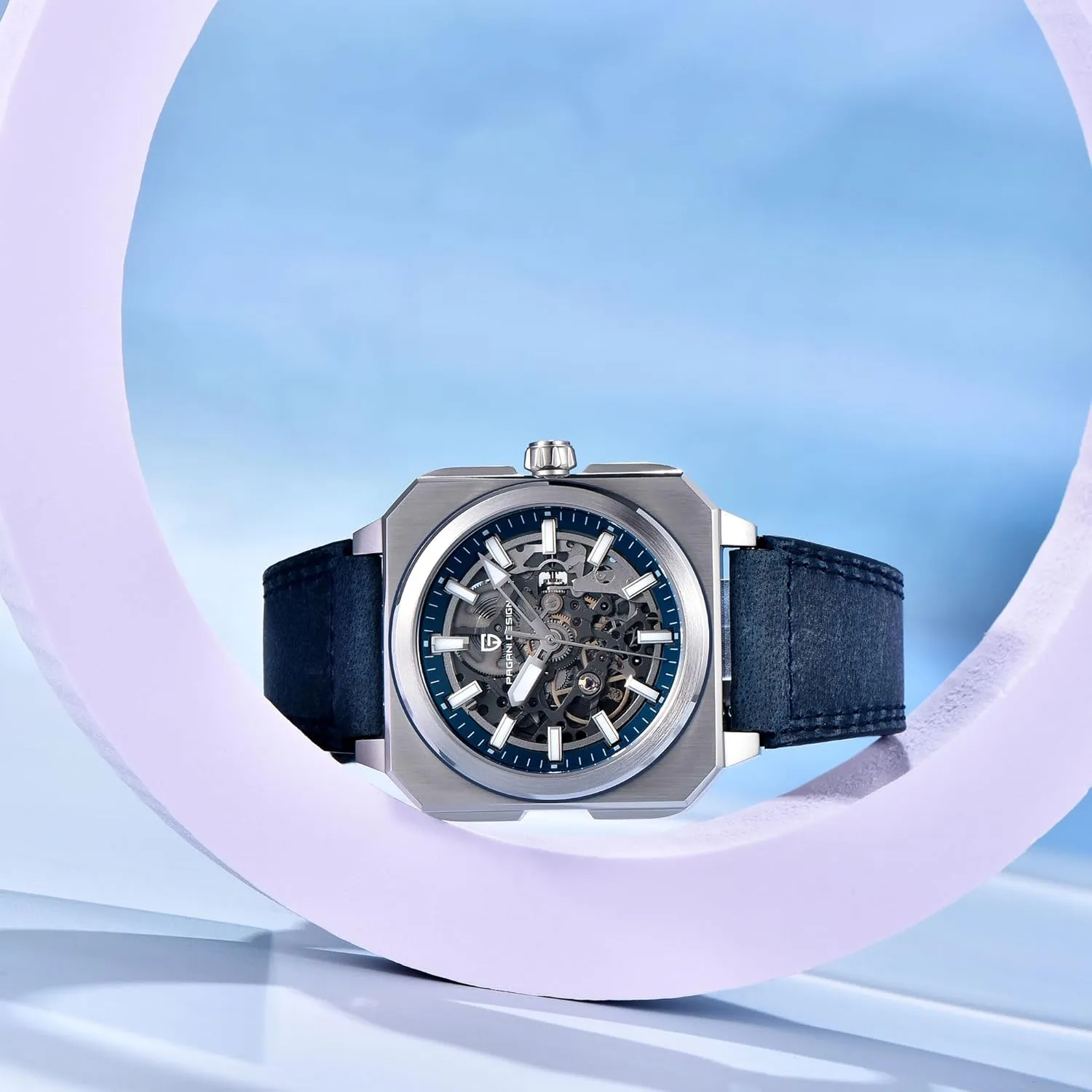 Pagani Design Luxury Men's Automatic Mechanical Watch Stainless Steel 50m Waterproof Sports Watch Sapphire Crystal Glass Leather Strap Tape Gift Watch