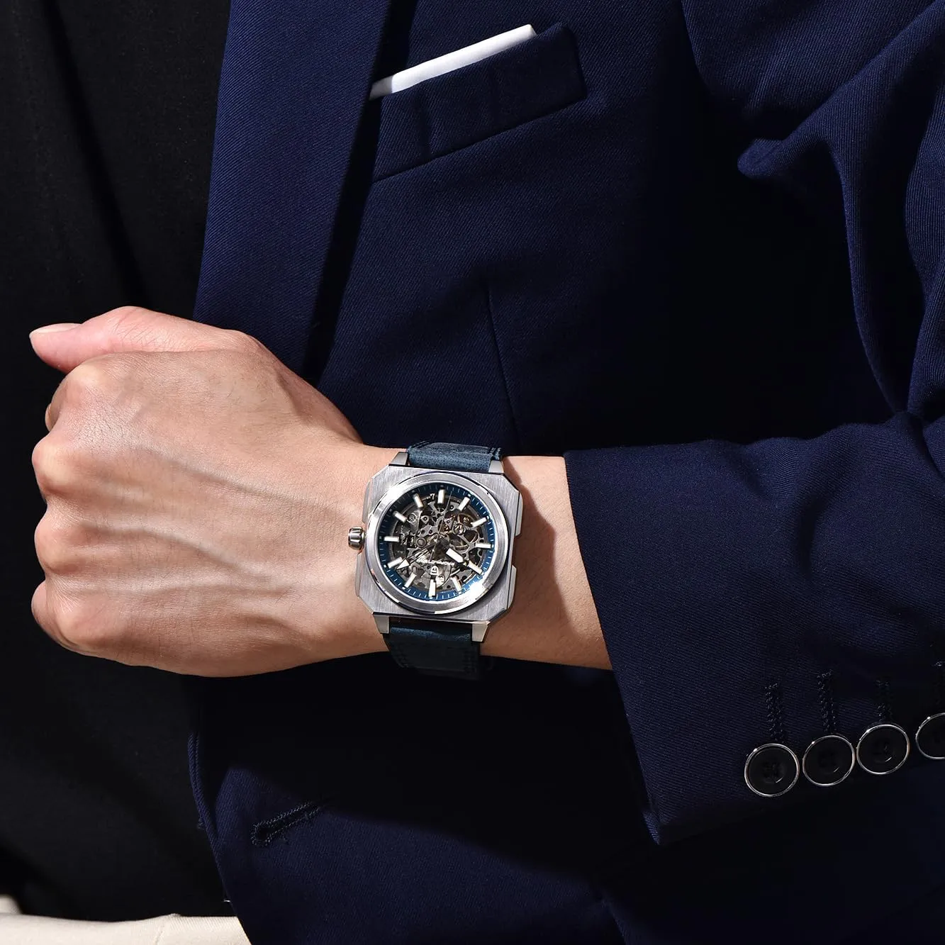 Pagani Design Luxury Men's Automatic Mechanical Watch Stainless Steel 50m Waterproof Sports Watch Sapphire Crystal Glass Leather Strap Tape Gift Watch