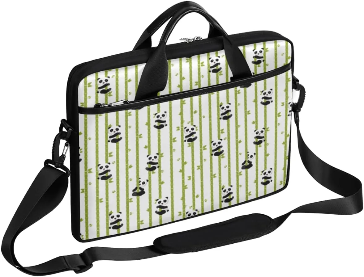 Panda Bamboo Cute Laptop Bag for 14-15.6 Inch Laptop Tablet Protective Computer Bags with Shoulder Strap Slim Laptop Carrying Sleeve Case for Women Men