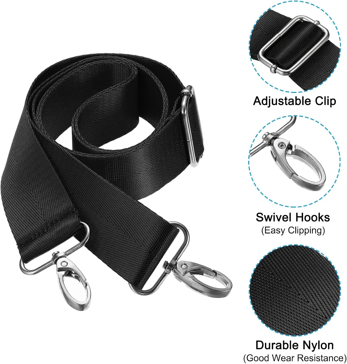 PATIKIL Shoulder Strap, Nylon Adjustable Replacement Strap with Metal Swivel Hooks for Camera Laptop Case
