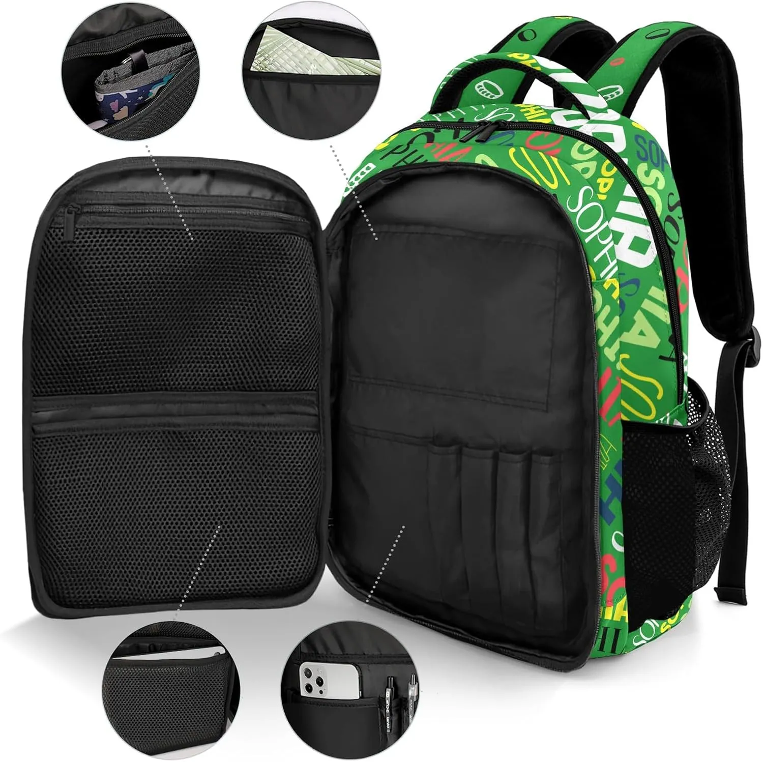 Personalized Backpacks for Girls - Custom Backpack for School Back To School Supplies Bookbag for Teen Girls Boys Kids Backpacks - Green Backpack