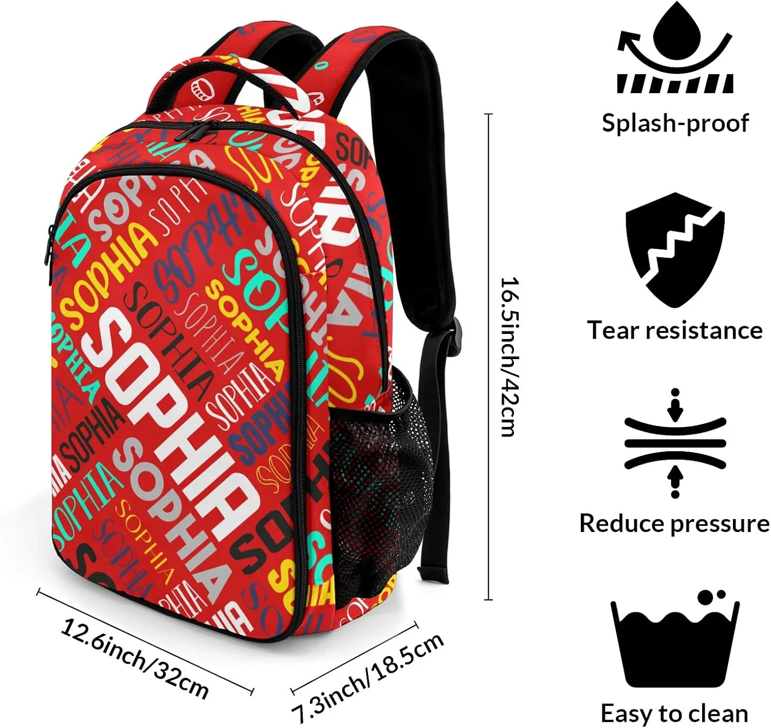 Personalized Backpacks for Girls - Custom Backpack for School Back To School Supplies Bookbag for Teen Girls Boys Kids Backpacks - Red Backpack