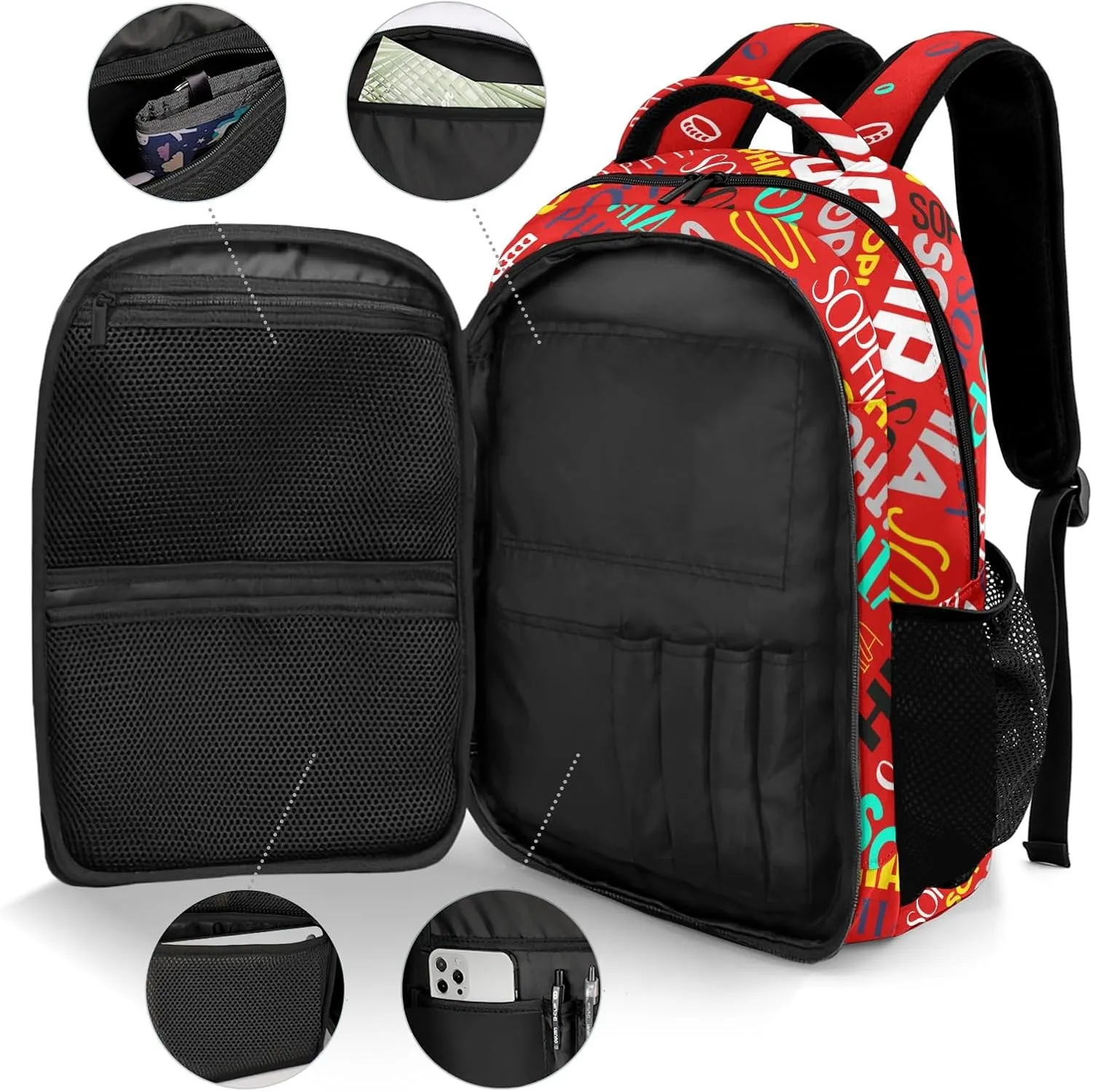 Personalized Backpacks for Girls - Custom Backpack for School Back To School Supplies Bookbag for Teen Girls Boys Kids Backpacks - Red Backpack