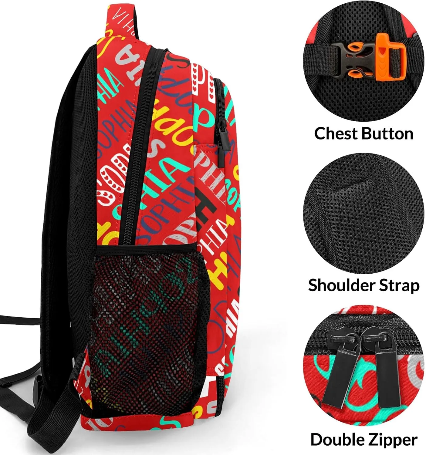 Personalized Backpacks for Girls - Custom Backpack for School Back To School Supplies Bookbag for Teen Girls Boys Kids Backpacks - Red Backpack