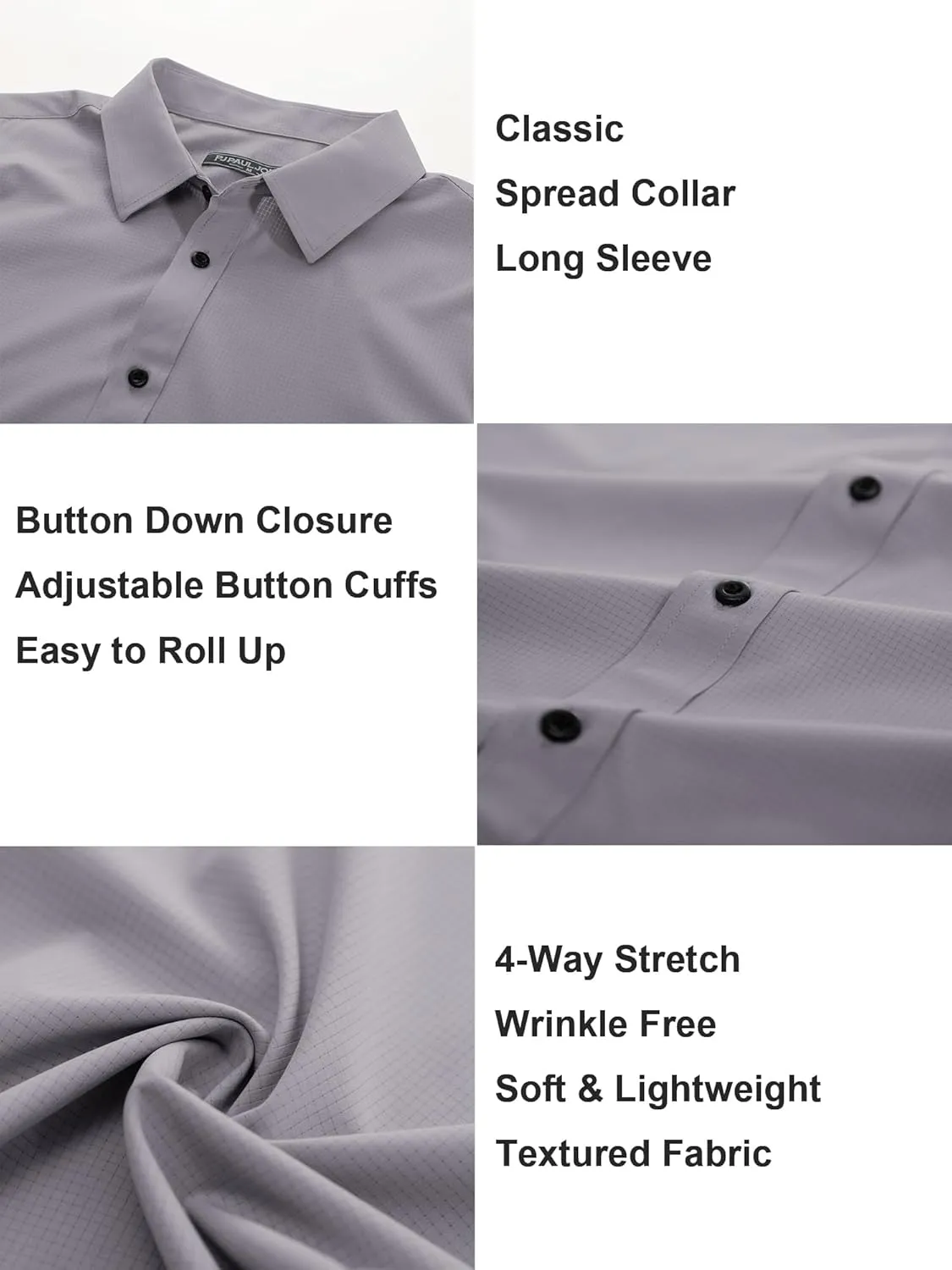 PJ PAUL JONES Mens Long Sleeve Button Down Shirts Wrinkle Free Stretch Untucked Dress Shirts Business Casual Shirt