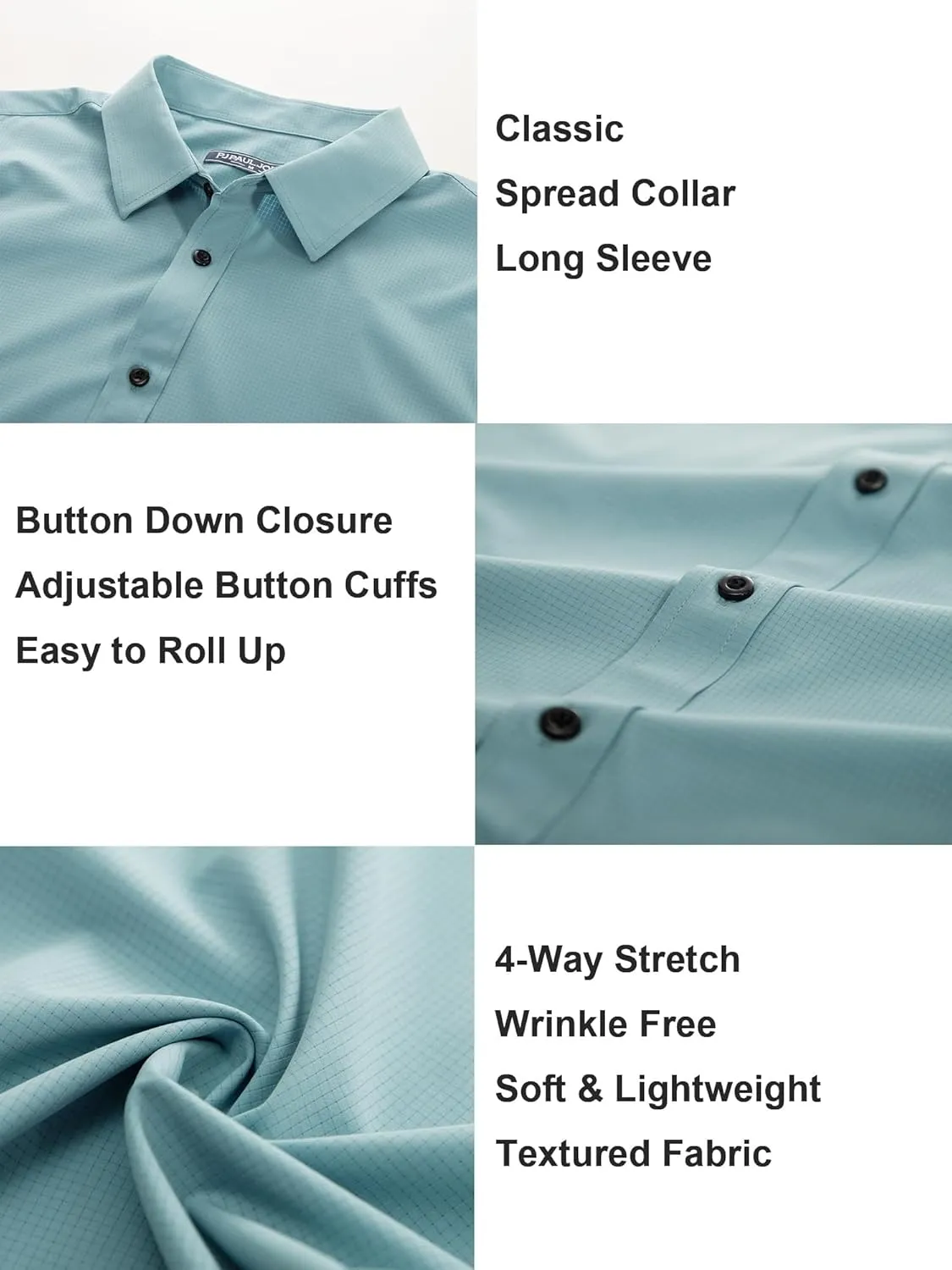 PJ PAUL JONES Mens Long Sleeve Button Down Shirts Wrinkle Free Stretch Untucked Dress Shirts Business Casual Shirt