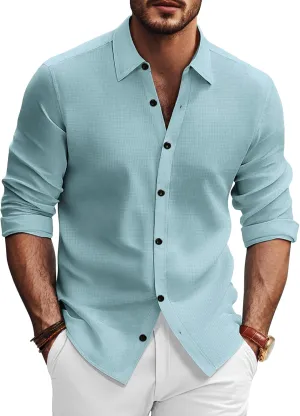 PJ PAUL JONES Mens Long Sleeve Button Down Shirts Wrinkle Free Stretch Untucked Dress Shirts Business Casual Shirt