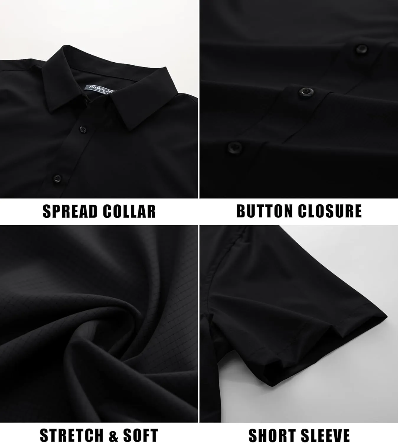 PJ PAUL JONES Mens Short Sleeve Button Down Shirts Wrinkle Free Stretch Dress Shirts for Men Casual Formal Shirt