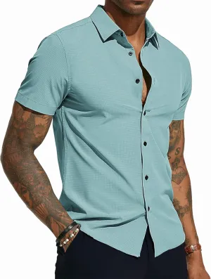 PJ PAUL JONES Mens Short Sleeve Button Down Shirts Wrinkle Free Stretch Dress Shirts for Men Casual Formal Shirt