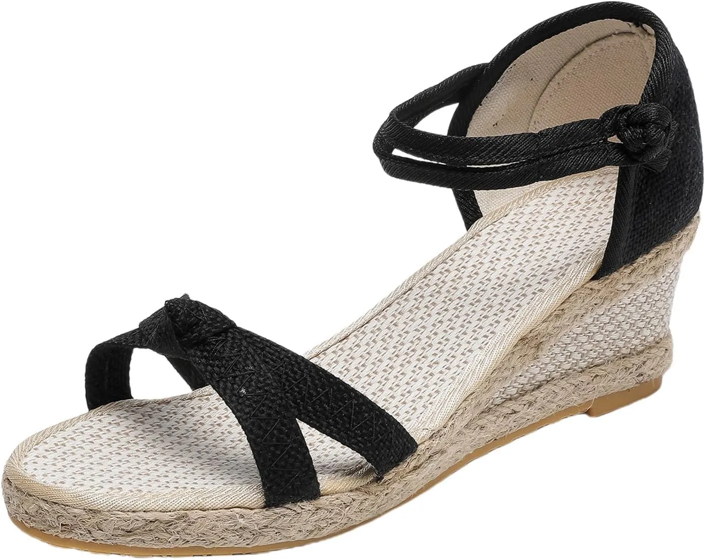 Platform Sandals Women Open Toe Slides Wedge Espadrille Sandals Cute Bow Lace Up Ankle Strap Summer Walking Shoes for All Occasions: Casual, Work, Party