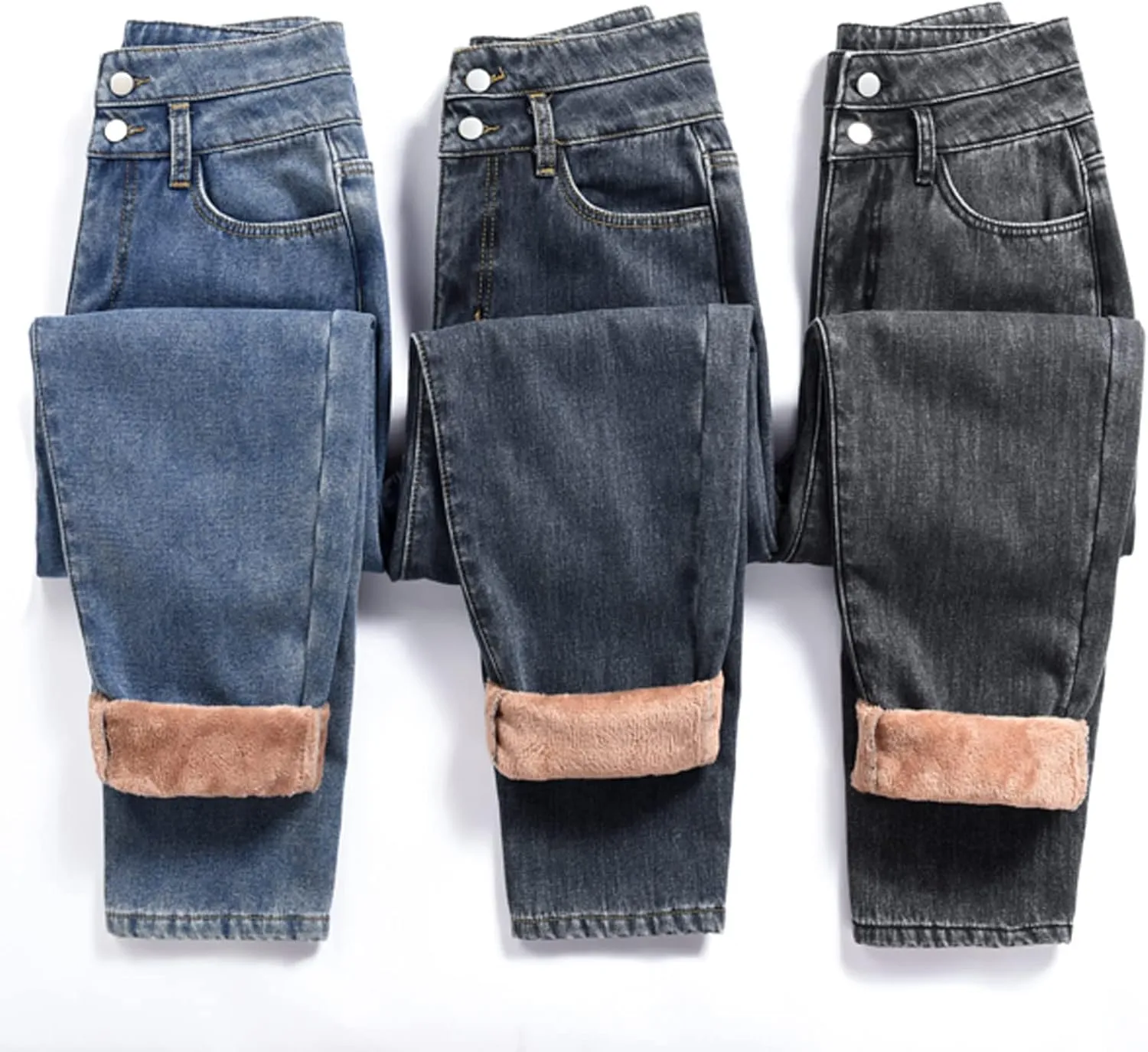 Plush Warm Loose Thickened Jeans Haren Pants Straight High Waist Women's Women's Jeans Jean Jumpsuits Women Pants