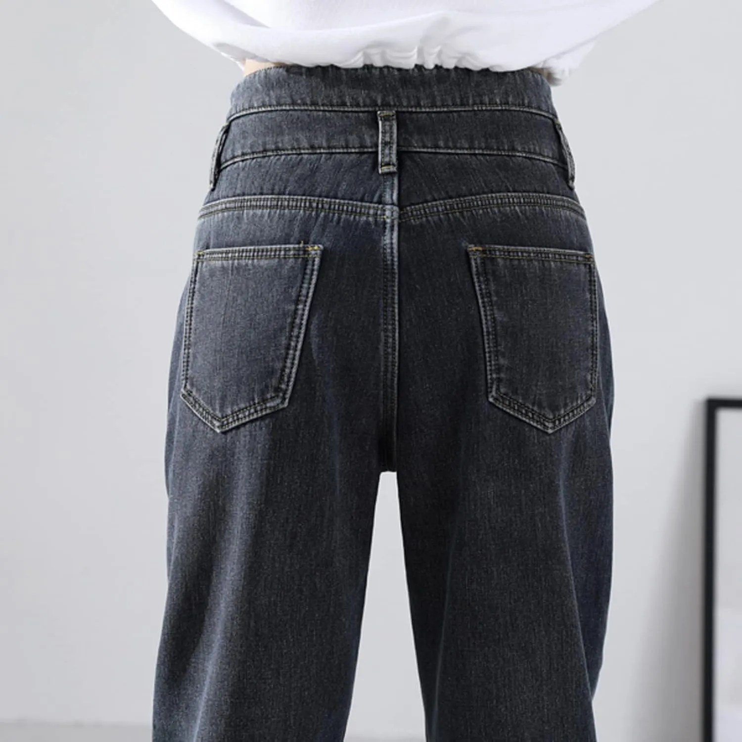 Plush Warm Loose Thickened Jeans Haren Pants Straight High Waist Women's Women's Jeans Jean Jumpsuits Women Pants