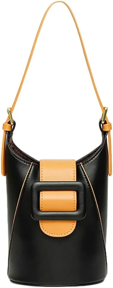 Pocadri Small Crossbody Shoulder Purse for Women Y2k Vegan Leather Cell Phone Handbag Bucket Satchel