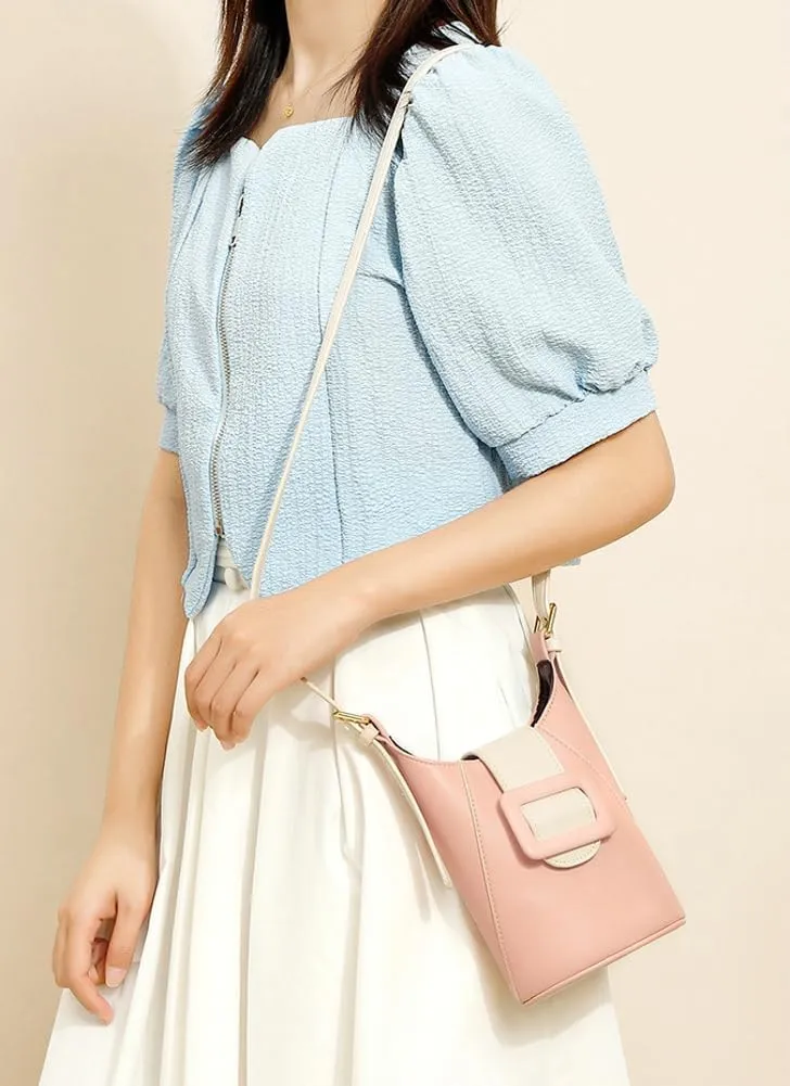 Pocadri Small Crossbody Shoulder Purse for Women Y2k Vegan Leather Cell Phone Handbag Bucket Satchel